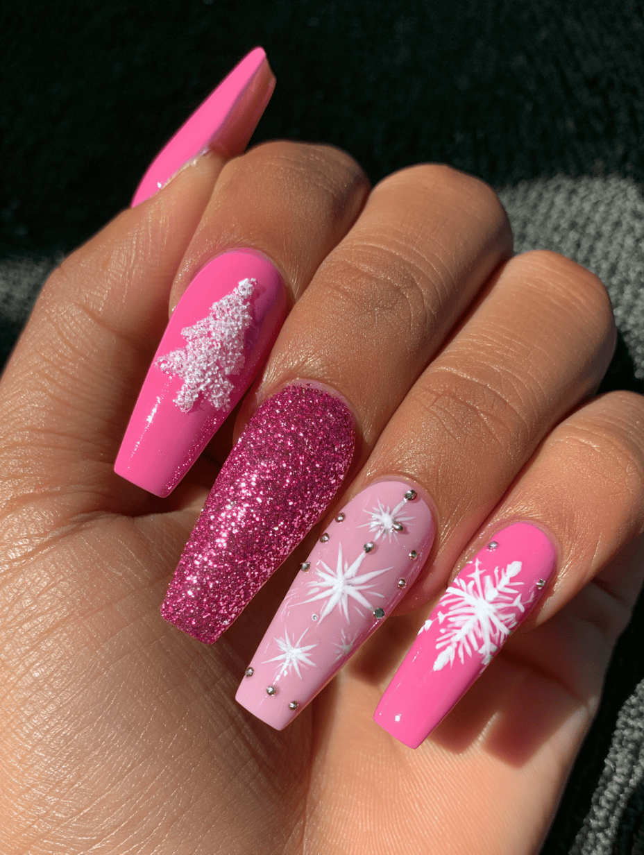 9. Chocolate Brown Christmas Nails With French Tips