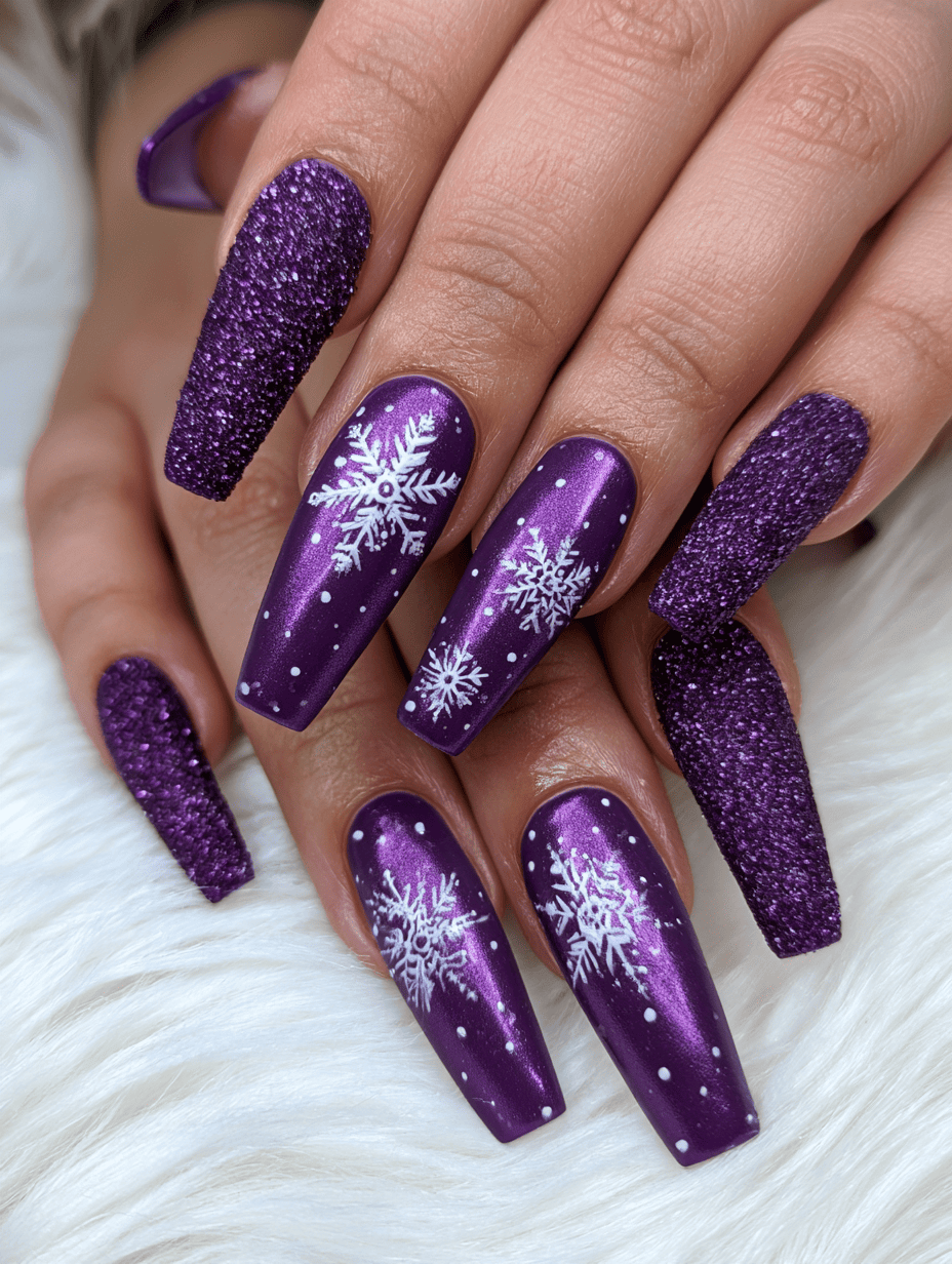 11. Deep Purple Winter Christmas Nails