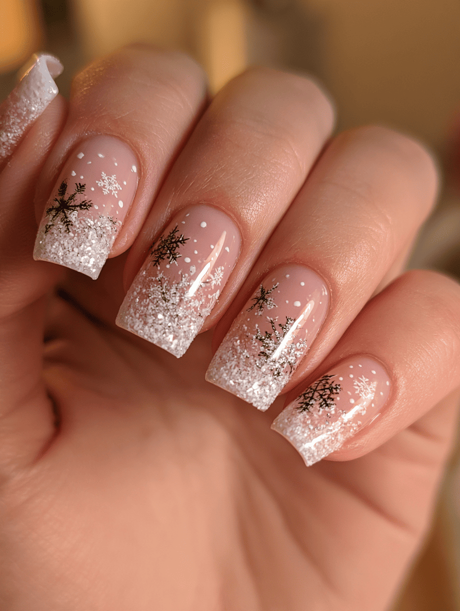 3. Glitter French Tip Christmas Nails