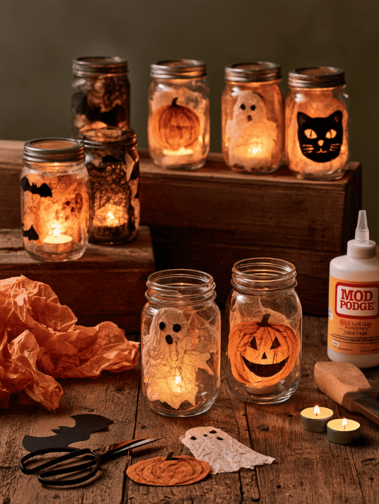 16. Halloween Glass Jar Lanterns