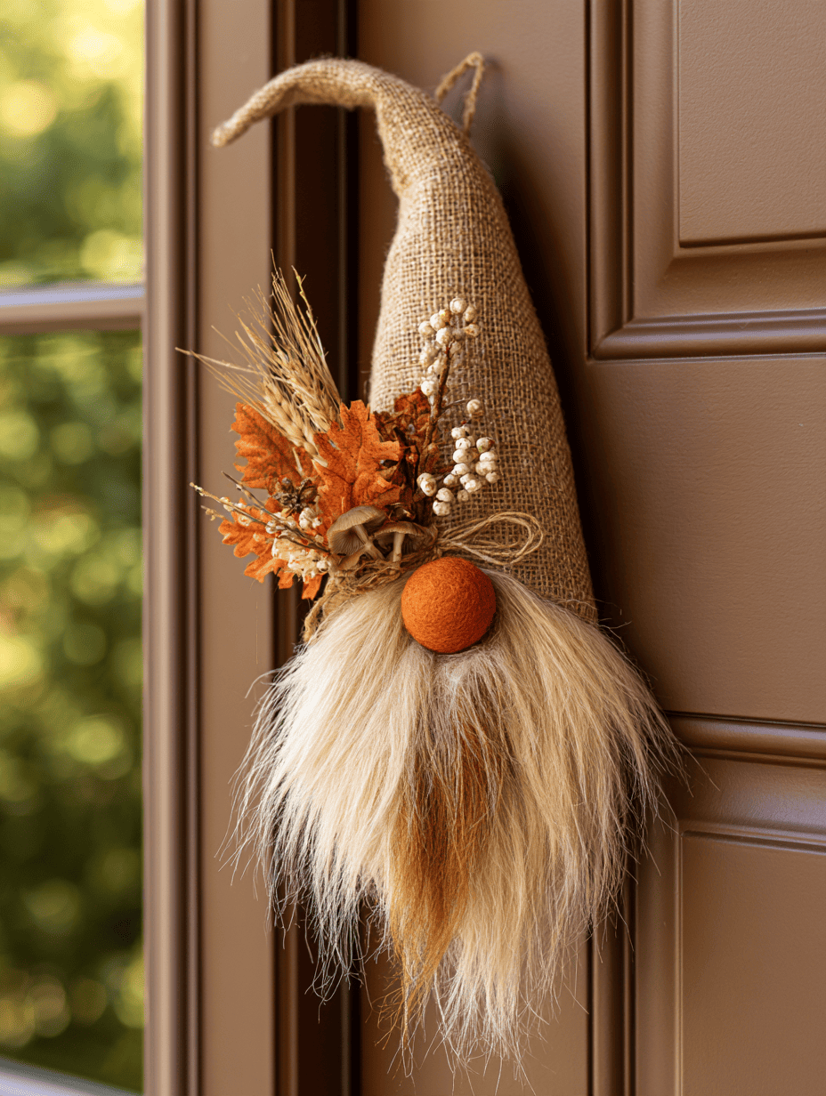 4. Rustic Halloween Gnome Door Hanger
