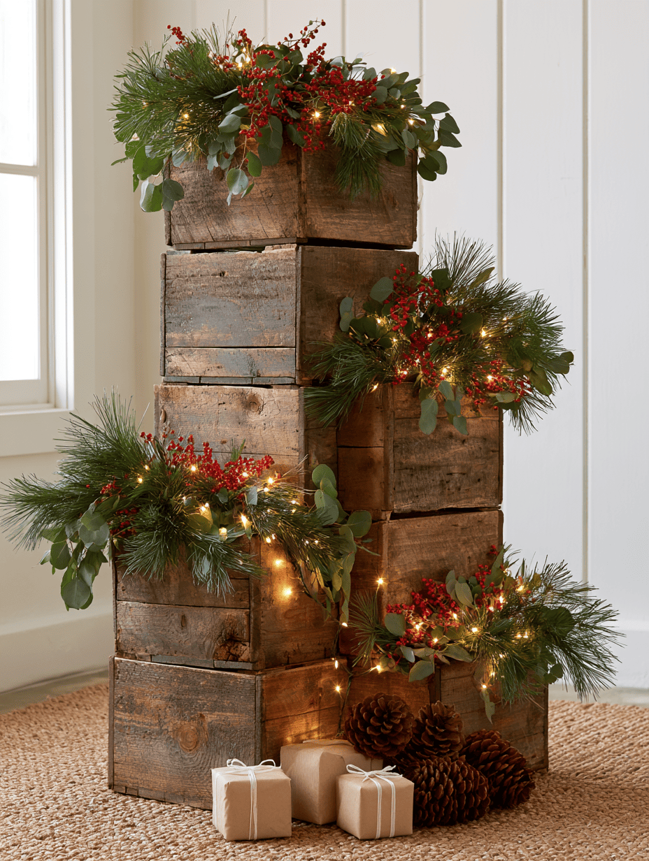 Turn Weathered Wooden Crates into a Christmas Display